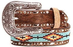 Ariat Girl's Hair On Beaded Leather Belt 1 Ariat Girl's Hair On Beaded Leather Belt