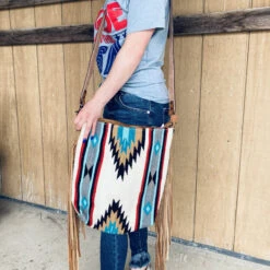 American Darling Aztec Blanket With Fringe Crossbody