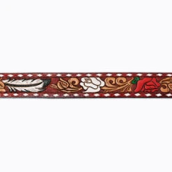 American Darling Red & White Flower Tooled Belt -Western Cowboy Equipment Sale ADBLF118D