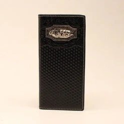 Black Basketweave With Floral Overlay Rodeo Wallet