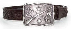 Tony Lama Kid's Chocolate Floral Belt With Cowboy Indians Buckle