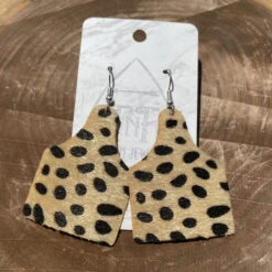 TNR Handmade Cheetah Hide Ear Tag Earrings