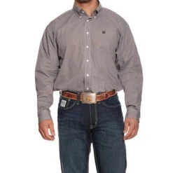 Cinch Men's Burgundy Geo Print Shirt