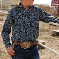 Cinch Boys Navy Paisley Shirt