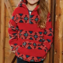 Girls Aztec Fleece Pullover