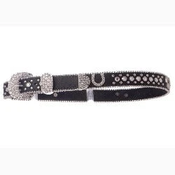 Kid's Black Rhinestone Horseshoe Belt